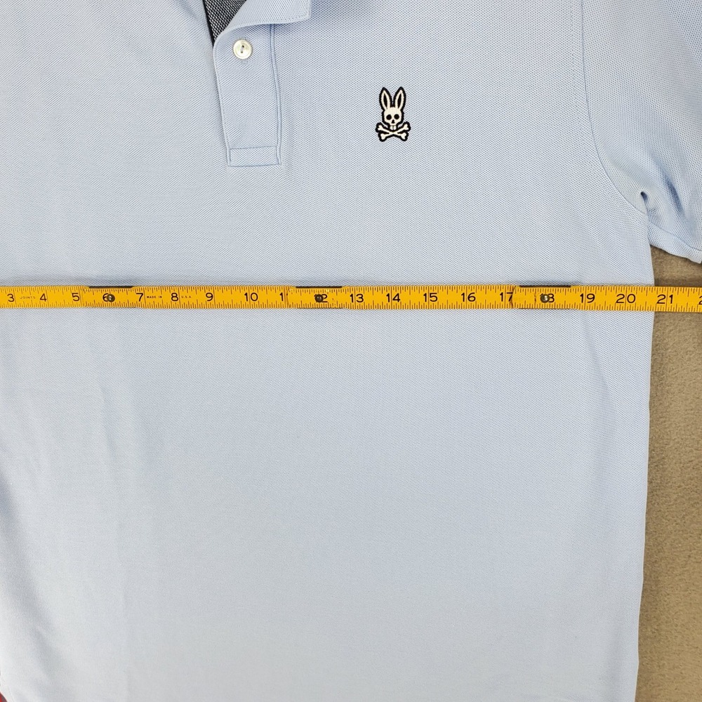 Psycho Bunny Polo Shirt Mens 5 Light Blue Pima Cotton Short Sleeve Contrast Trim - Picture 5 of 6